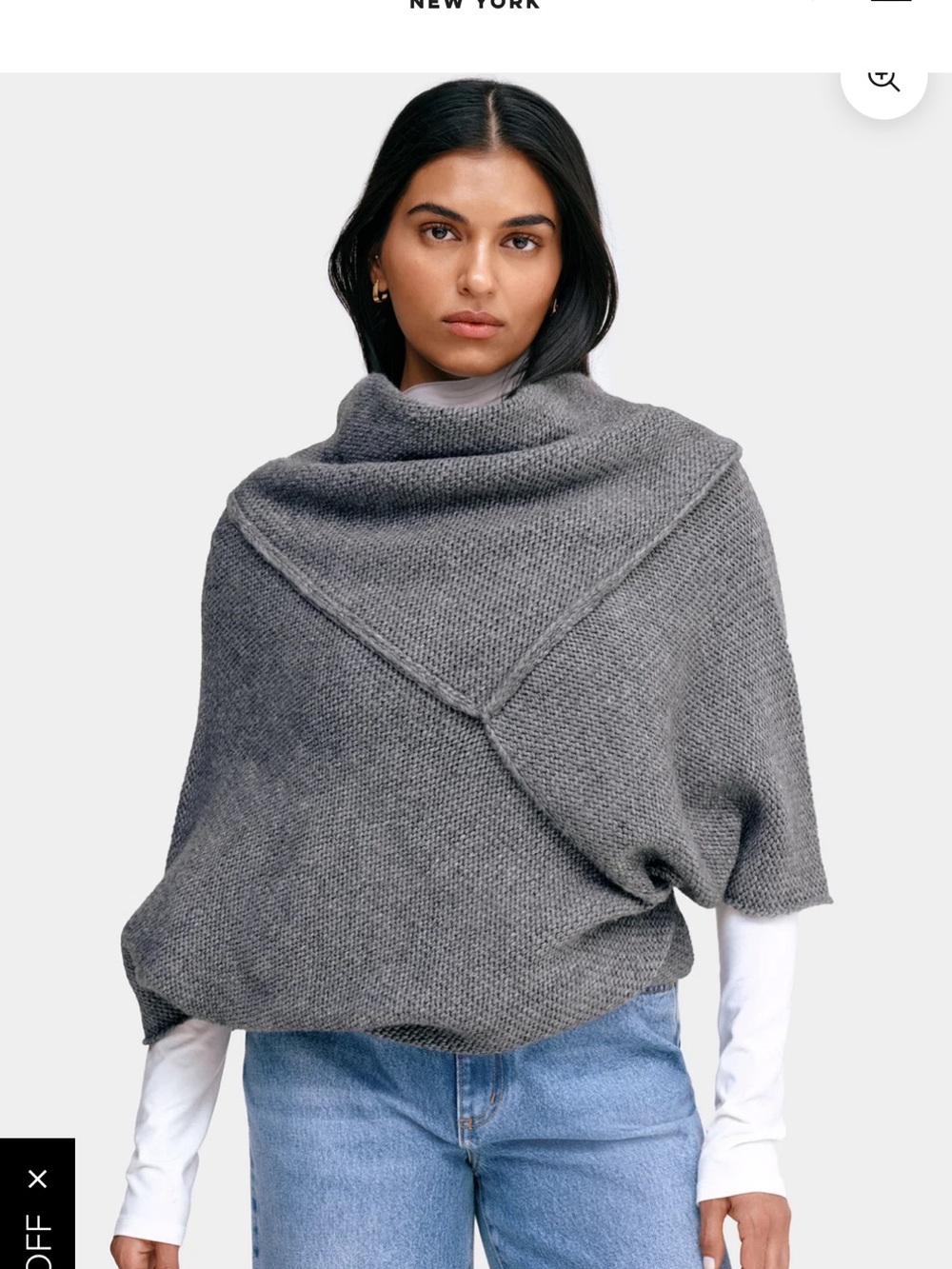 Marcella New York Palmer Knit top French wool blend asymmetric sweater, XXS